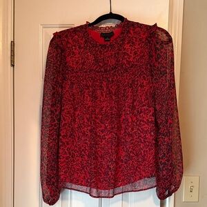 Sanctuary Red and Black Sheer Blouse